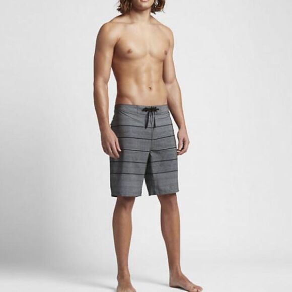 Hurley Grey Stripe Phantom Pinline Boardshorts Swim Board Shorts Size 32 - Picture 5 of 11